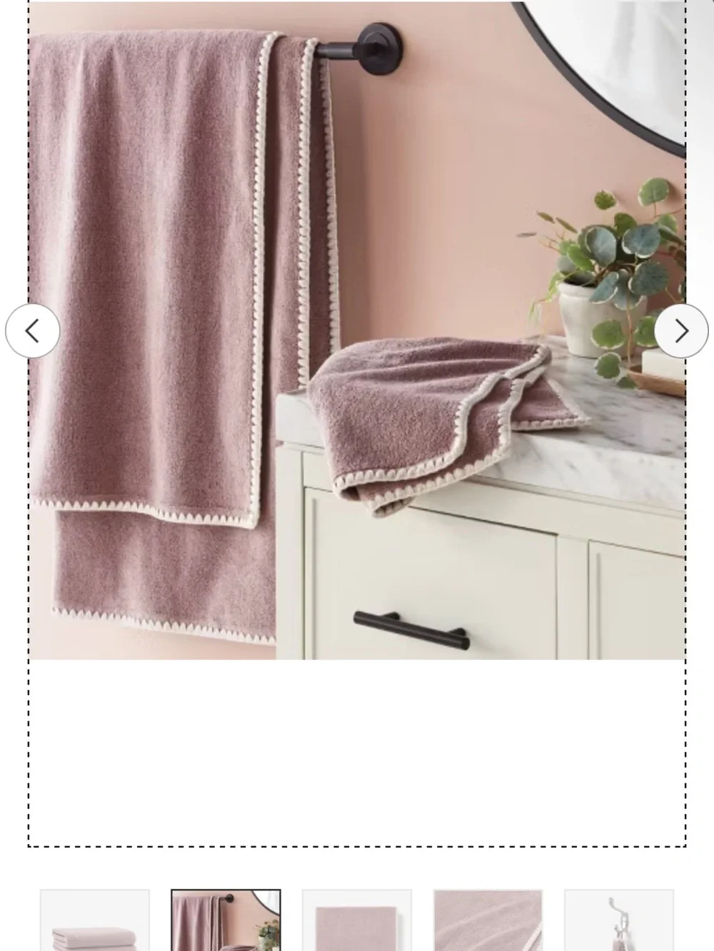 NEW! 2pc Boho Border Stitch Bath Towel Mauve - Threshold
